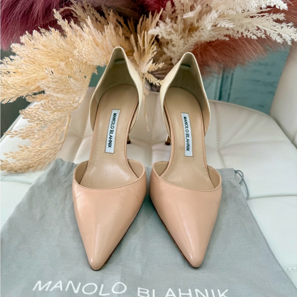 Manolo Blahnik Two-Tone Leather D’Orsay Pumps – Size 40 - Picture 7 of 11
